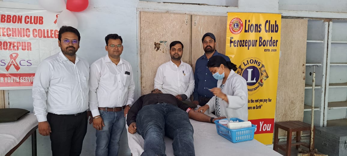 Lions Club Ferozepur Border organizes a blood donation camp on occasion of 115th birthday of Bhagat Singh