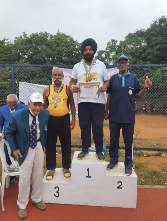 6ਵੀਂ ਰਾਸ਼ਟਰੀ ਪੱਧਰ ਸੀਨੀਅਰ ਸਿਟੀਜਨ ਚੈਂਪੀਅਨਸ਼ਿਪ ਵਿੱਚ ਡਾ. ਗੁਰਿੰਦਰਜੀਤ ਸਿੰਘ ਢਿੱਲੋਂ ਨੇ ਜਿੱਤੇ 03 ਗੋਲਡ ਮੈਡਲ