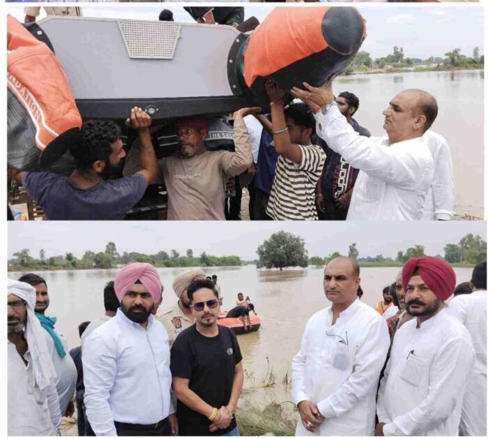 ਸਲਮਾਨ ਖਾਨ ਦੀ ਐਨਜੀਓ ਬੀਂਗ ਹਿਊਮਨ ਵੱਲੋਂ ਭੇਜੀਆਂ ਦੋ ਕਿਸ਼ਤੀਆਂ , -ਆਪ ਦੇ ਦੀਪਕ ਬਾਲੀ ਨੇ ਹੜ੍ਹ ਪ੍ਰਭਾਵਿਤ ਪਿੰਡ  ਦਾ ਕੀਤਾ ਦੌਰਾ
