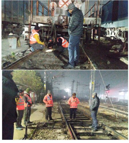 फिरोजपुर मंडल में कोहरे के मौसम में सुरक्षित रेल संचालन हेतु रात्रिकालीन सतर्कता निरीक्षण अभियान।