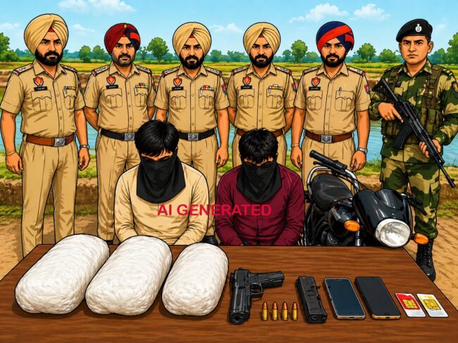 ਡਰੋਨ ਰਾਹੀਂ ਤਸਕਰੀ ਅਤੇ ਹੈਰੋਇਨ ਸਮੇਤ ਹਥਿਆਰ ਬਰਾਮਦ – ਪੁਲਿਸ ਅਤੇ ਬੀਐਸਐਫ ਦੀ ਸਾਂਝੀ ਕਾਰਵਾਈ